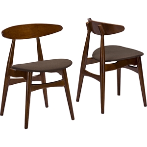 Flamingo Dining Chair - Walnut Brown, Gray (Set of 2) 