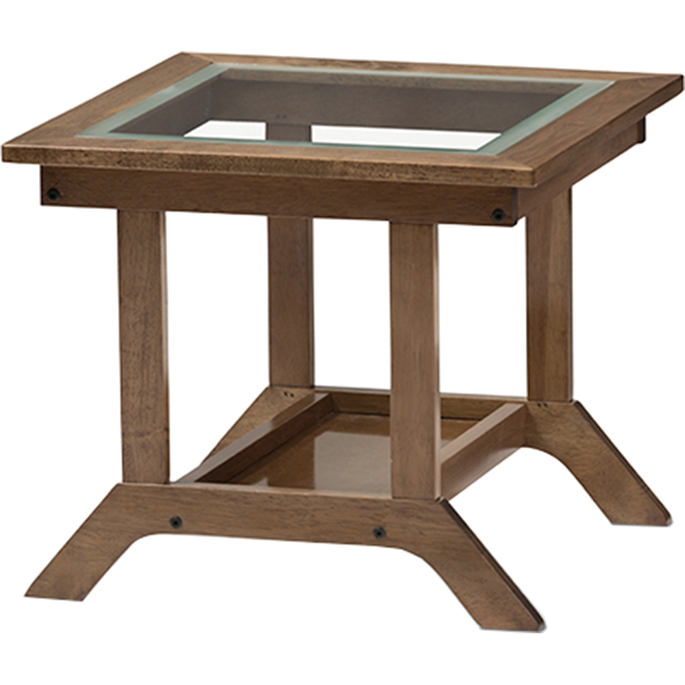 Cayla Living Room Glass Top End Table - Walnut Brown | DCG Stores