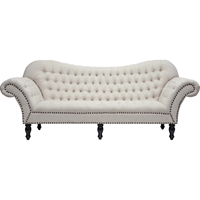 Bostwick Linen Classic Victorian Sofa - Nailhead, Beige