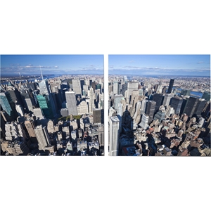 Aerial Manhattan Mounted Photography Print Diptych - Multicolor 