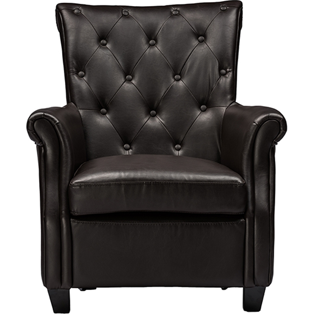 Brixton Faux Leather Armchair - Button Tufted, Brown | DCG ...