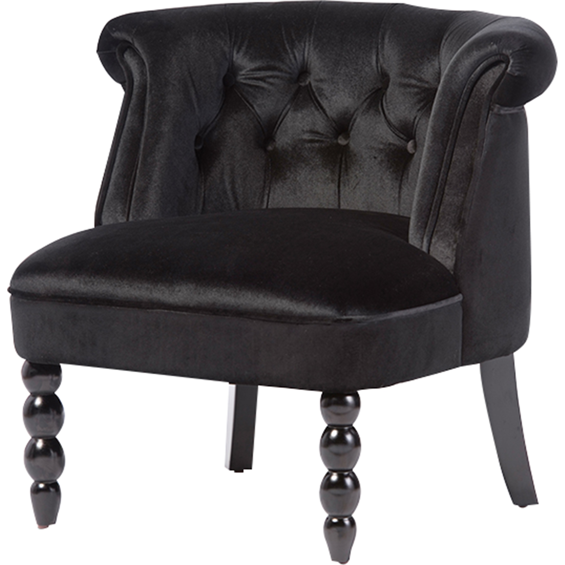 Flax Velvet Upholstered Accent Chair Button Tufted Black DCG