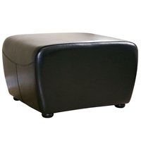 Oxford Full Leather Ottoman in Black