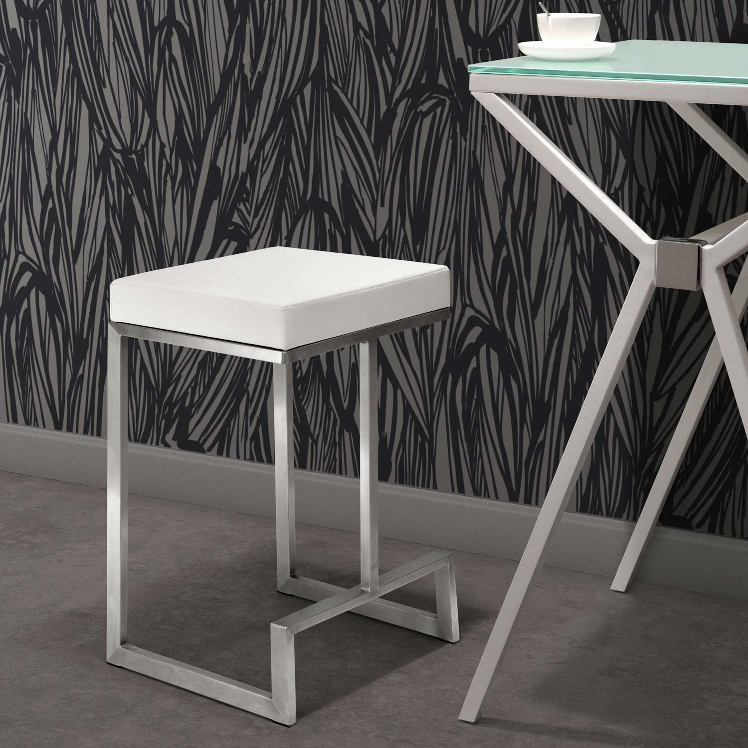 Darwen 24 Backless Counter Stool Steel Base White DCG Stores   300049 Ls 